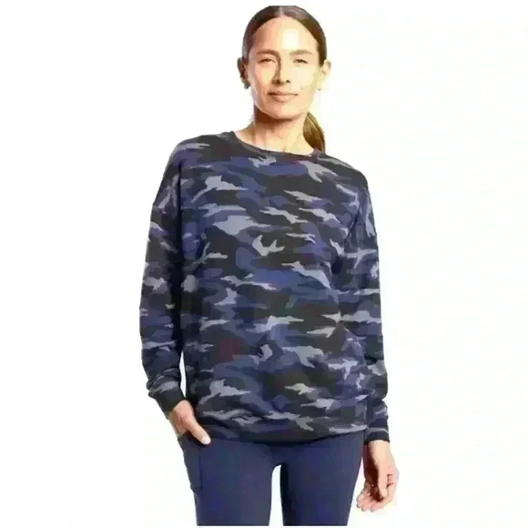 Athleta Studio to Street Blue Camouflage Sweater. Size small. - Picture 1 of 6